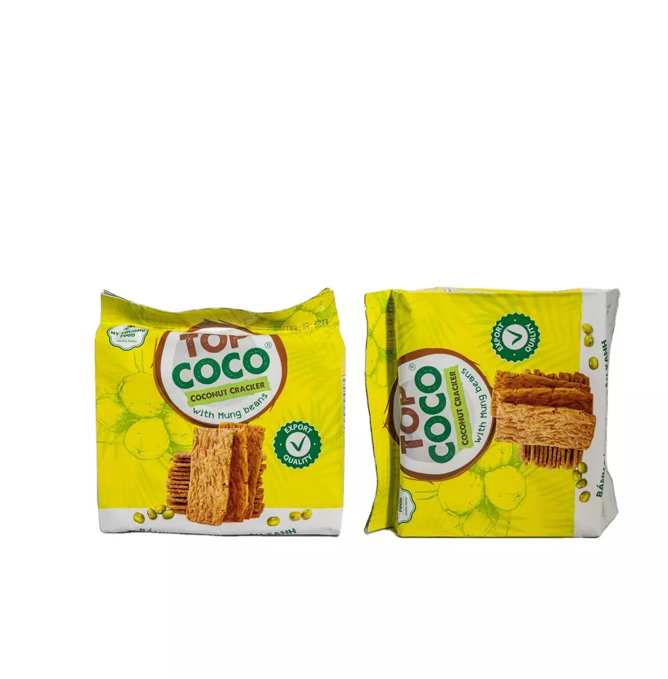 Sweet coconut crispy crackers with mung beans 150g snacks biscuits crunchy and delicious baked roasted coconut cracker on sale
