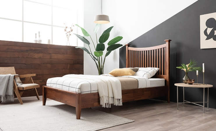 Wooden bed for interior decoration