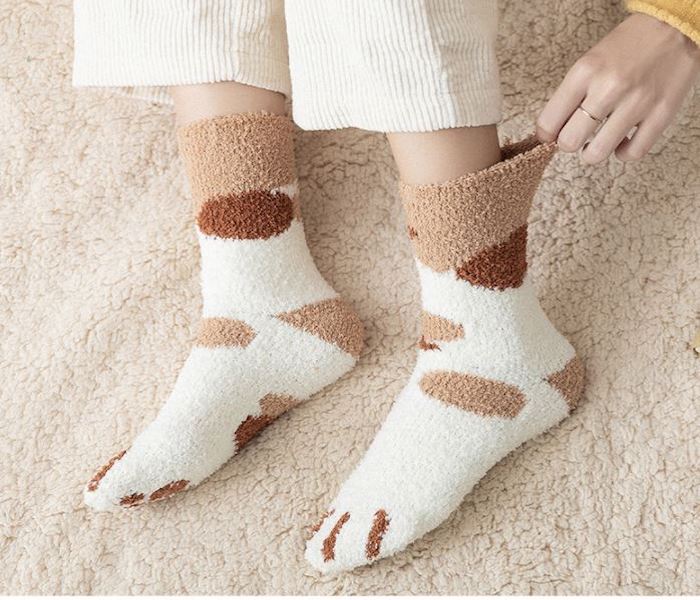 Winter Socks For Women Cat Foot Pattern| Soft And Comfortable Socks Made In Vietnam Custom Socks As Requirement