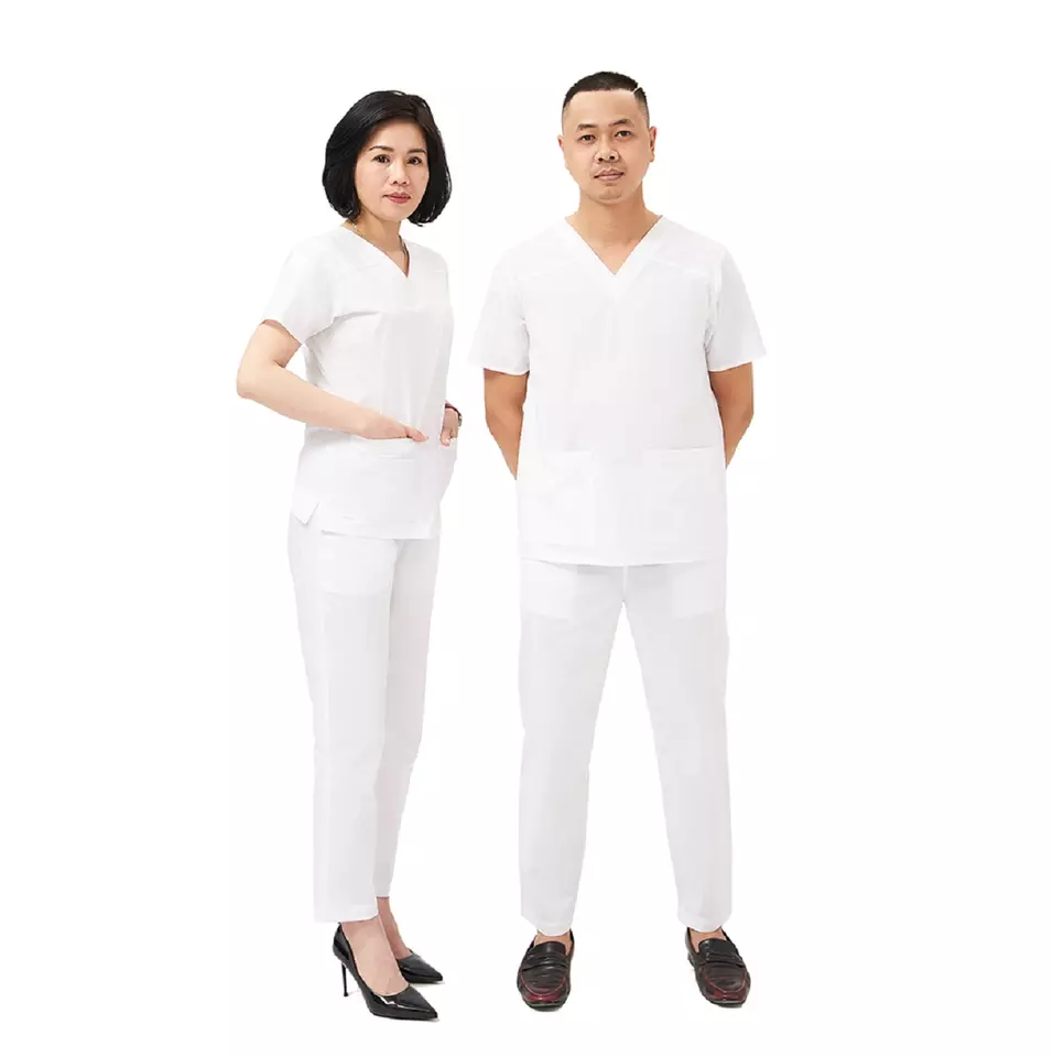 Made In Vietnam Number One Lady's Hospital Uniform Scrub Shirt From Sao Mai Top Vietnamese Supplier