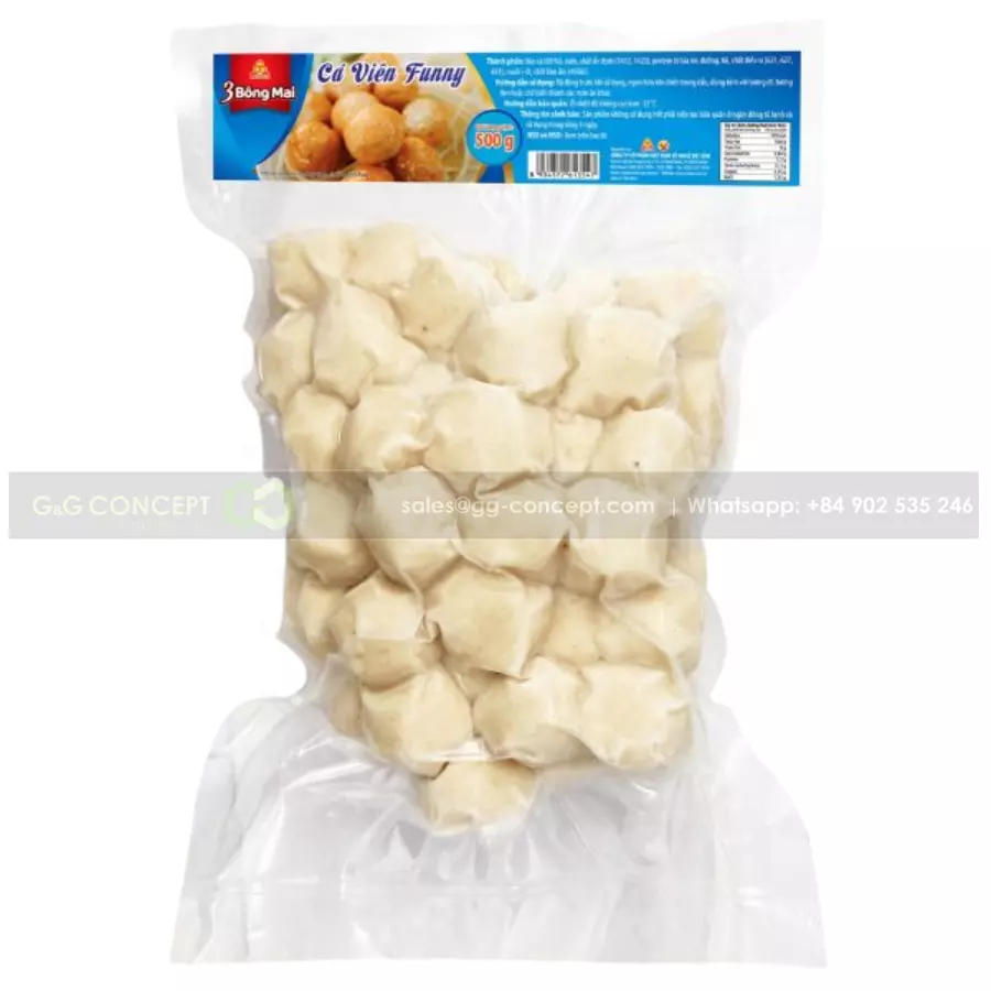 Vissan Funny Fish Ball 500g Delicious And Convenient For Frying Or Cooking Soup Made From 100% Fresh Fish, Safe For Health