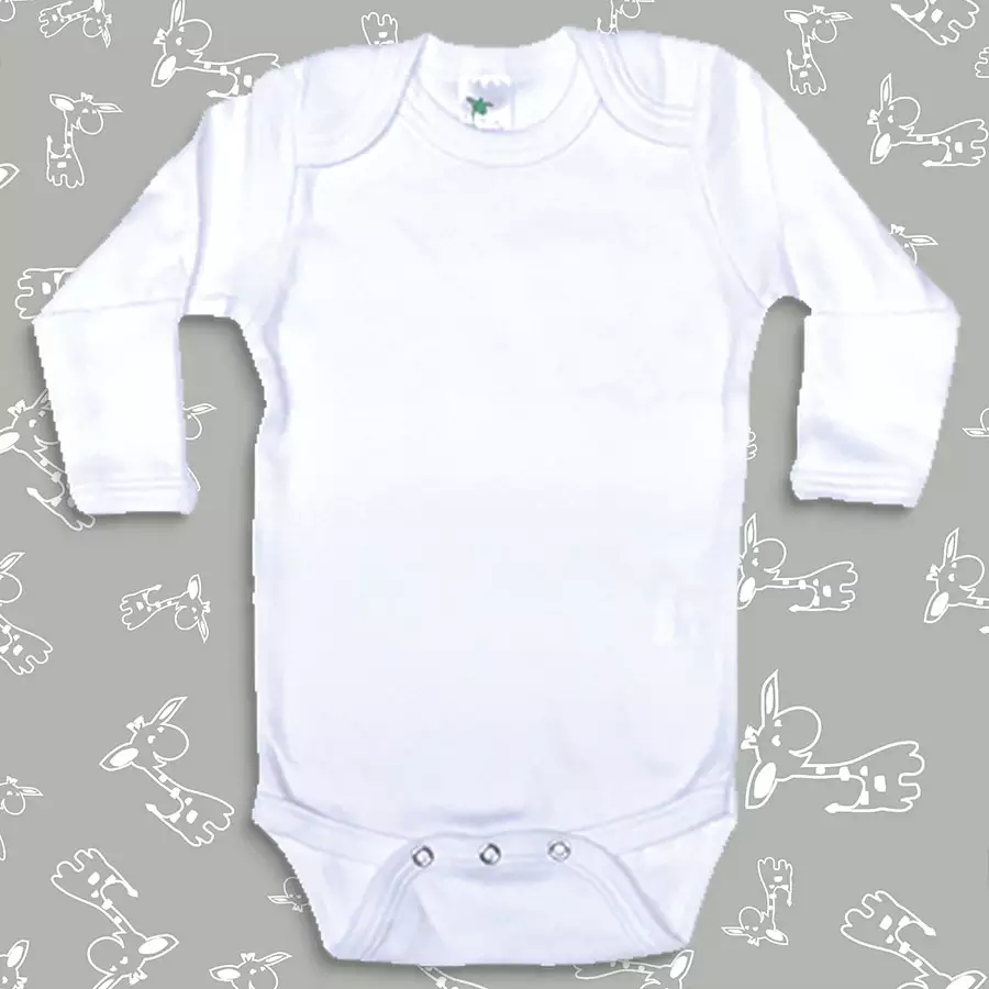 Baby Long Sleeve Onesi w/ Mittens 65% Polyester 35% Cotton Blend White
