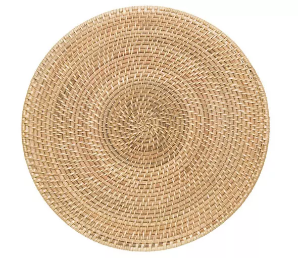 Handwoven rattan placemat natural round shape tableware decorative rattan placemat 13 inch