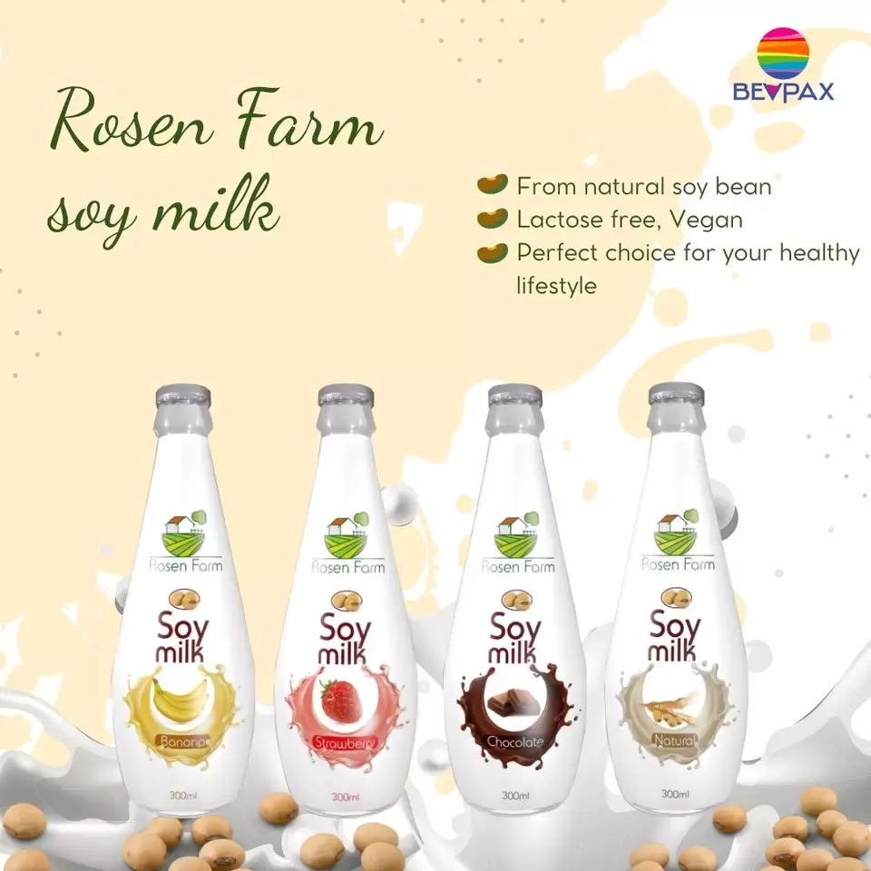 Cheap Plant based Natural soy milk from Vietnam best selling for Africa market 300ml glass bottle