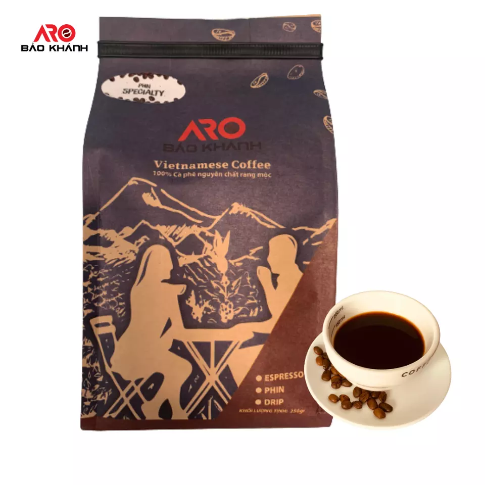 Premium Quality Robusta 70% Arabica 30% Whole Coffee Bean Aro Bao Khanh 0.5kg- Strong fragrance, strong bitter, sweet aftertas