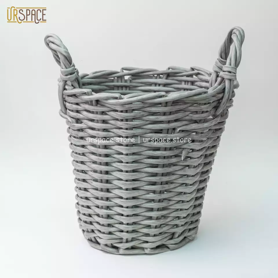 Good Quality Single Round Resin Dust Bin With Handle Grey color For Multifunction
