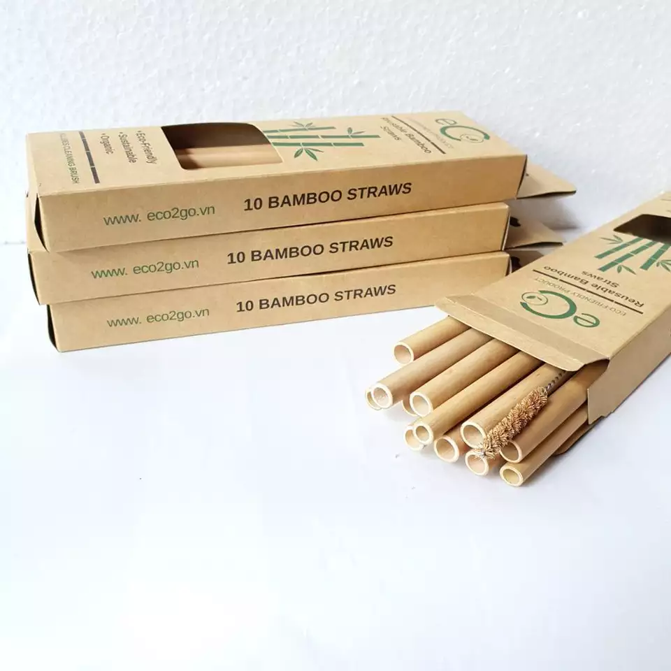 Hot Product Wholesale Natural Ecofriendly Bamboo Straw Set Custom Logo Cheapest Price In Vietnam