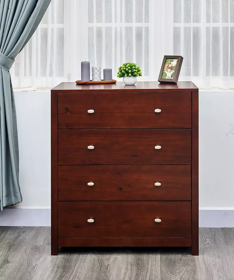 Cheap Price Cascara Wood 4 Drawers Dresser in Coffee Color Best Bedroom Furniture made in Viet Nam