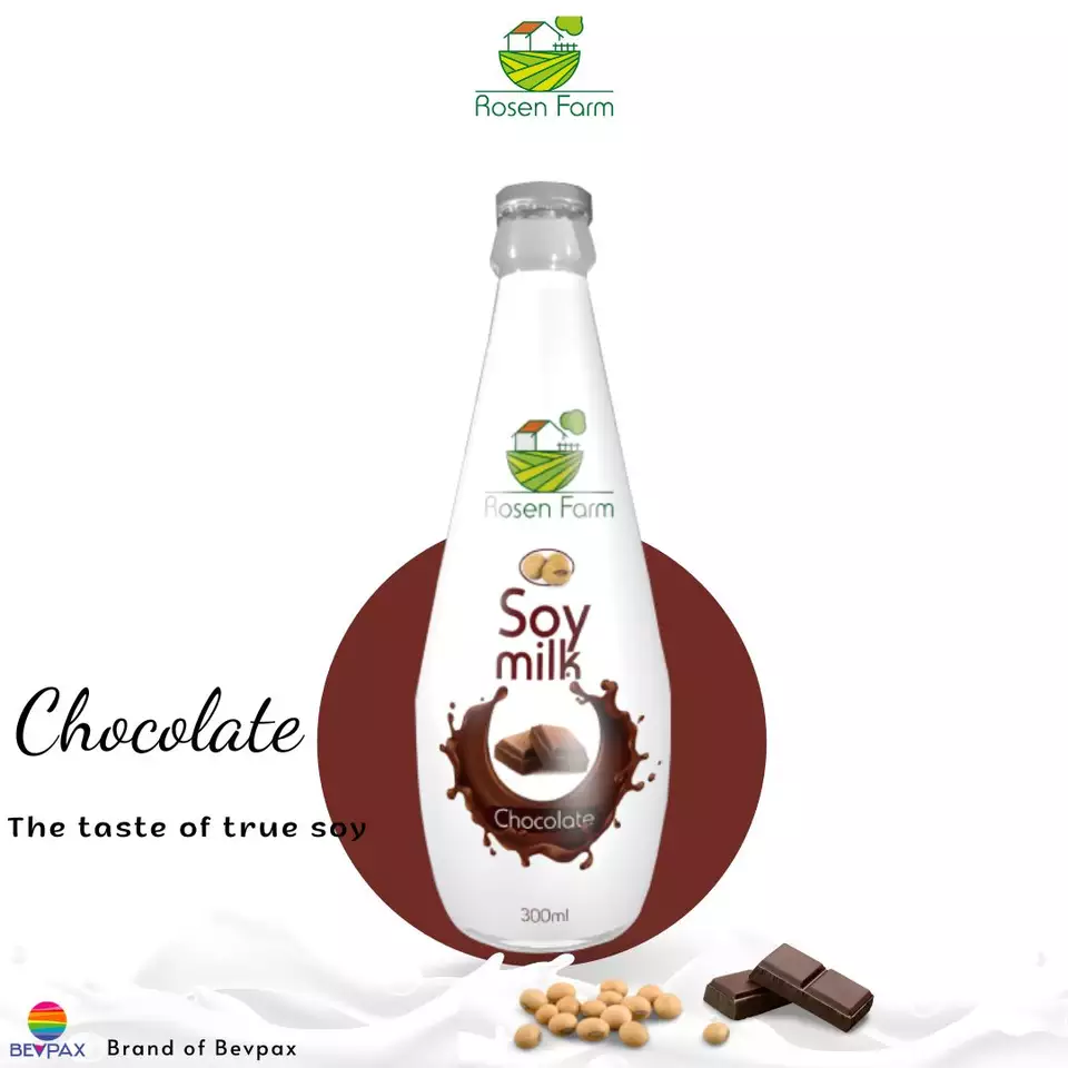 Innovative Plant based Chocolate soy milk from Vietnam best selling for Africa market 300ml glass bottle