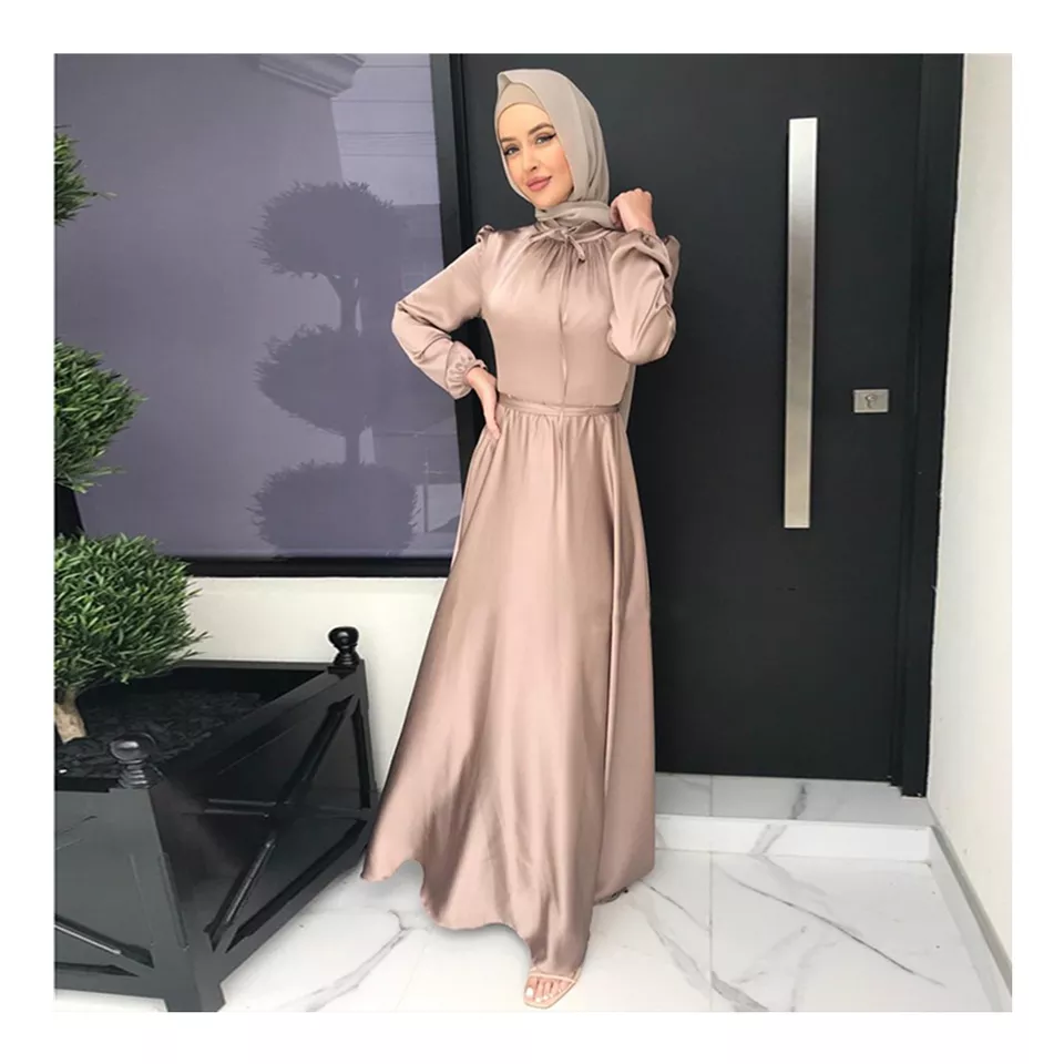 SIPO Eid Al-Adha Wanita Panjang Pakaian Maxi Pahang Jubah Muslne Champagne Abaya Moden Borka Islamic Dress Musulmane