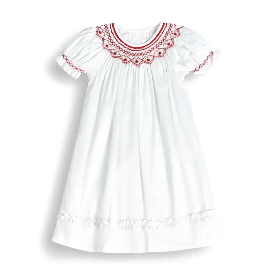 Girl Clothing Hand Smocked Girl's Dresses With A Loose Design