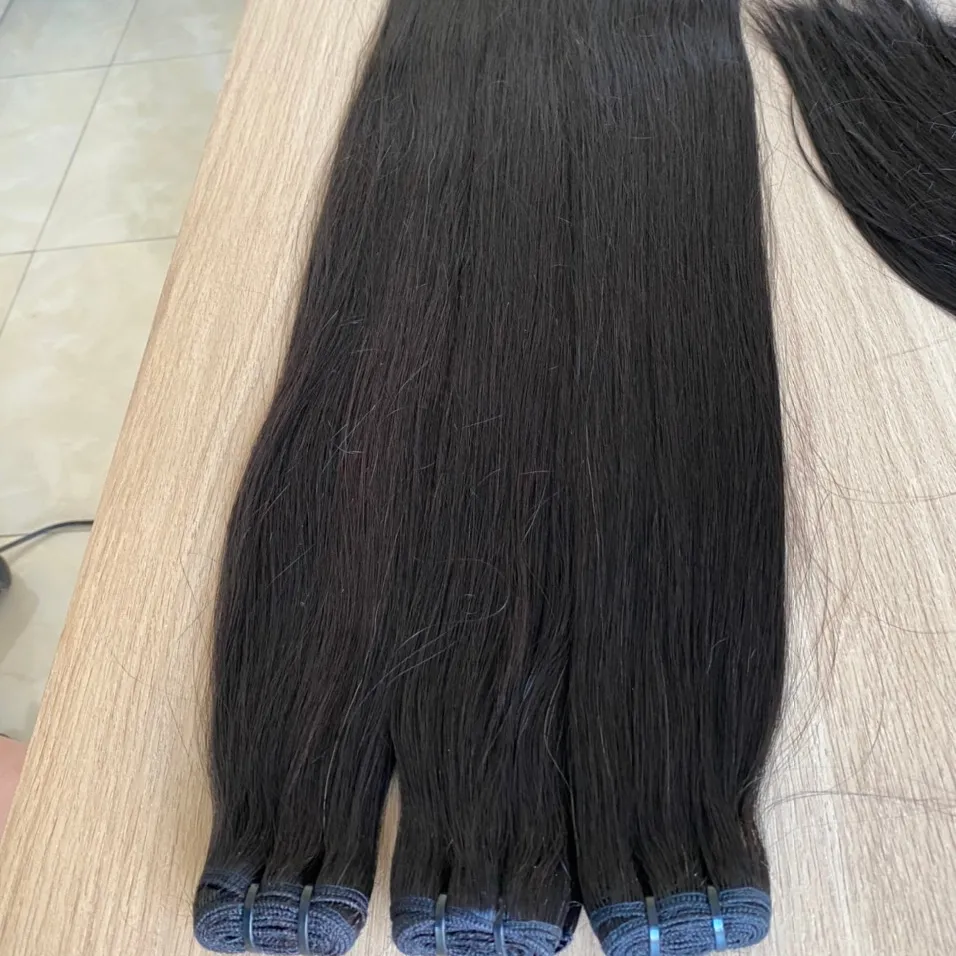 Anluxhair_Vietnam straight Hair Raw Brazilian Cuticle Aligned Hair straight Human Hair straight with Closure