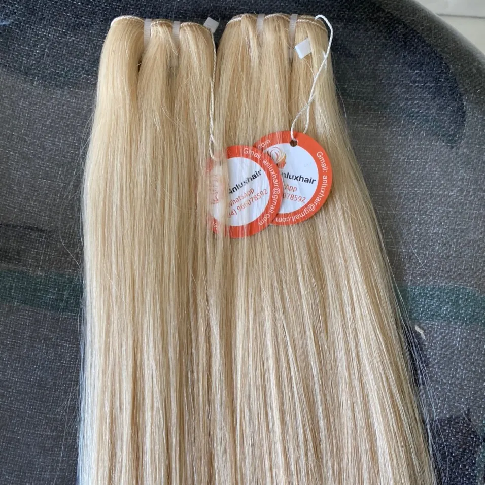 Wholesale raw Vietnamese human hair extension virgin cuticle aligned hair wig 613 blonde hair weave with closure