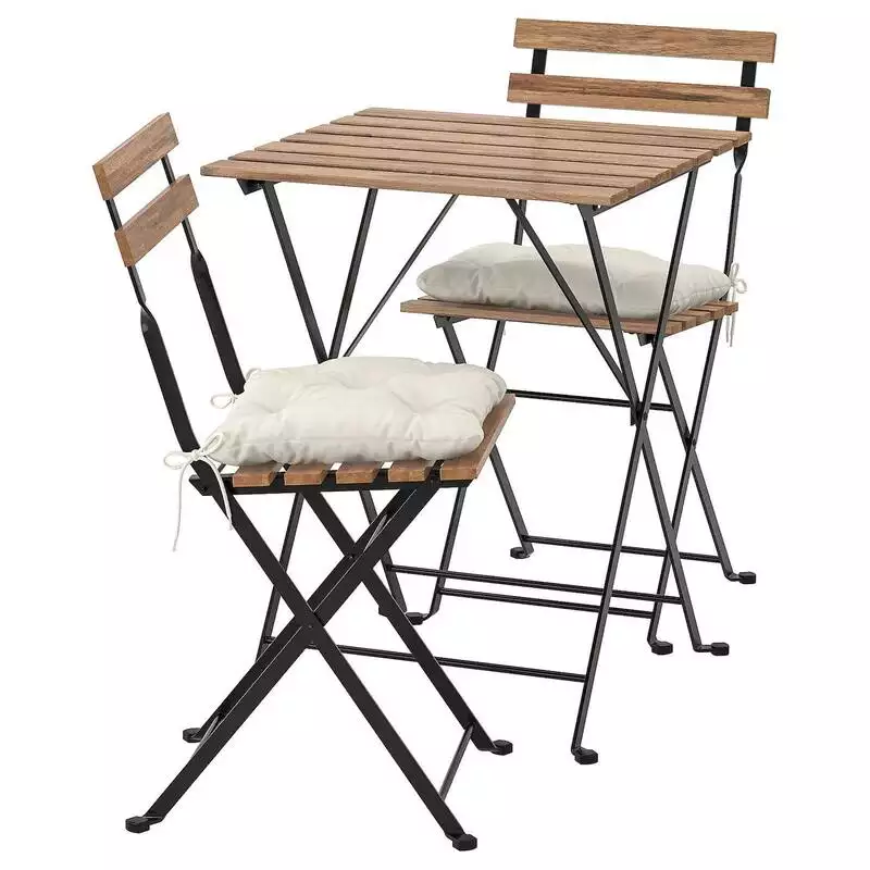 Outdoor garden use acacia wood top metal frame folding table and chair set or tarno table and chair for coffehouse, garden