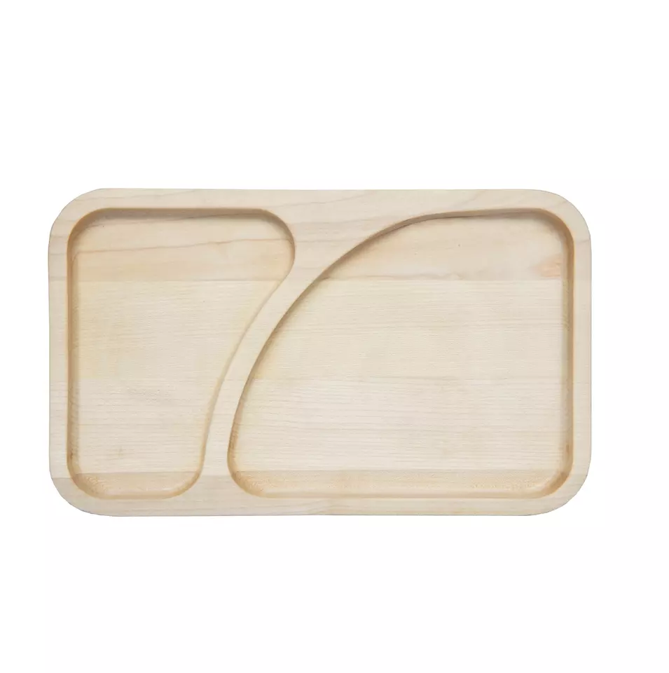Rectangle Platter and Tray Wood - Acacia Platter and Tray for Kitchen (Butcher Block) with 2 sections