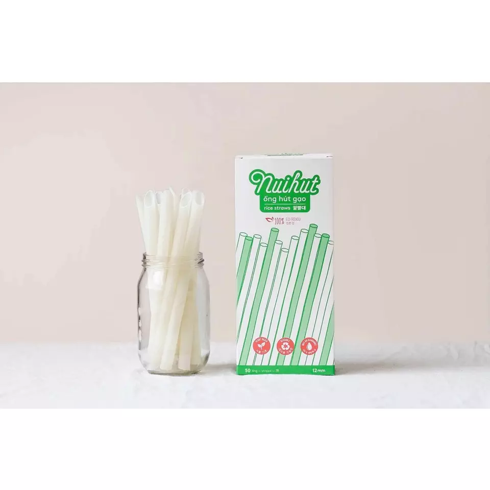 Nuihut Brand Rice Straw Tube Shape 12mm Drinking Straw Natural White Color From Vietnam