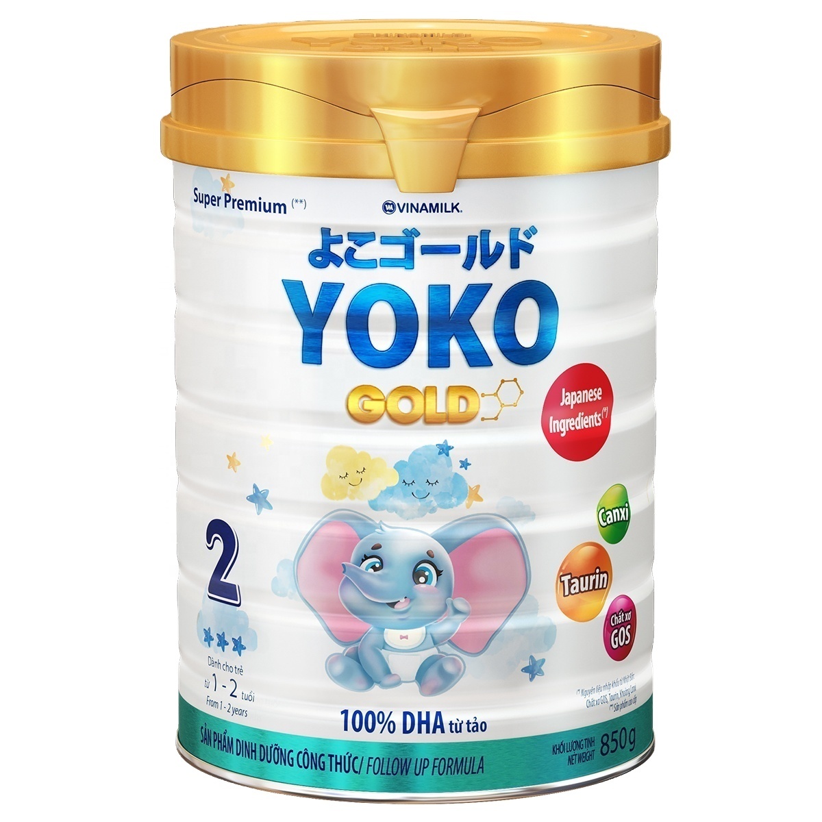Factory price Baby Powdered Milk Vinamilk Yoko Good Nutrition from Japan Step 2 For Children 1-2 years old 850g x 12 tins GMP