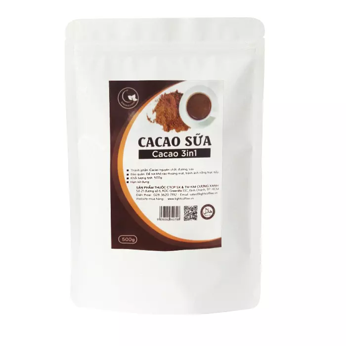 Vietnam Brand CACAO 3IN1 550g Pack Processed Raw Natural Cocoa Powder Brown Color With 24 Months Shelf Life