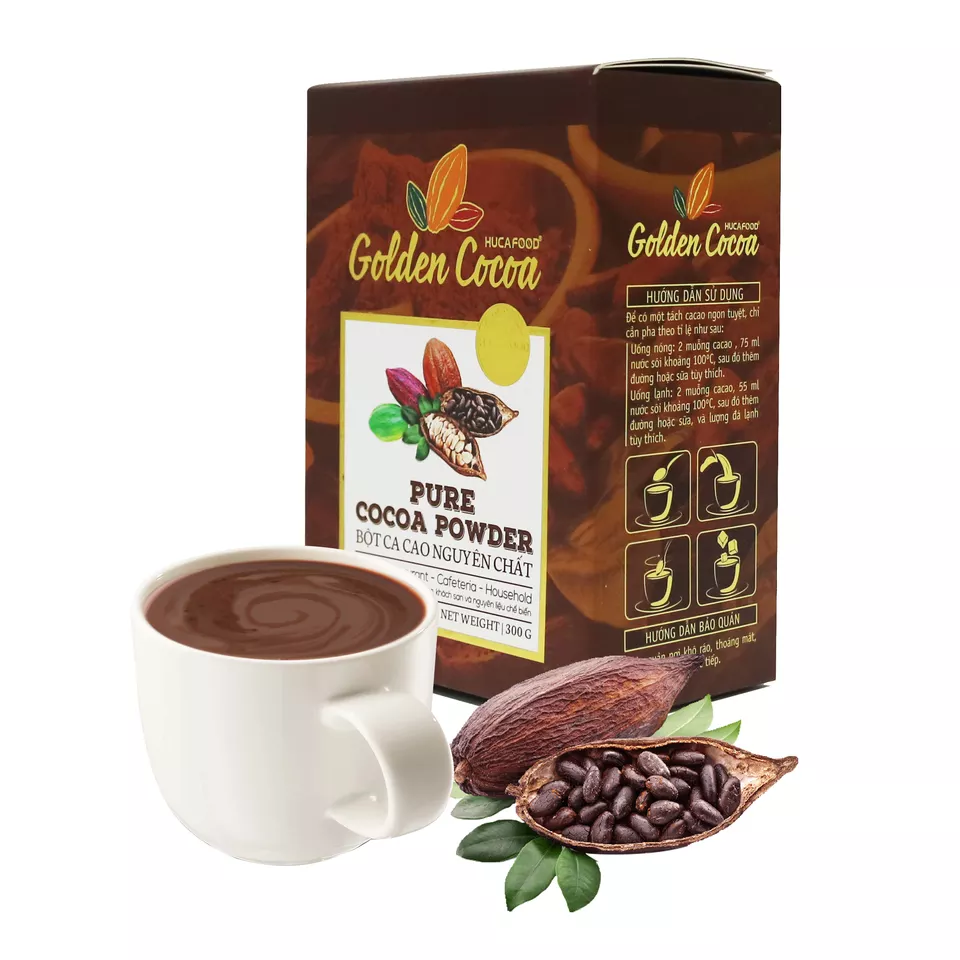 OEM, ODM, Private label Golden Cacao, Cacao powder, Pure Cocoa 300g, Wholesale , HUCAFOOD Brand