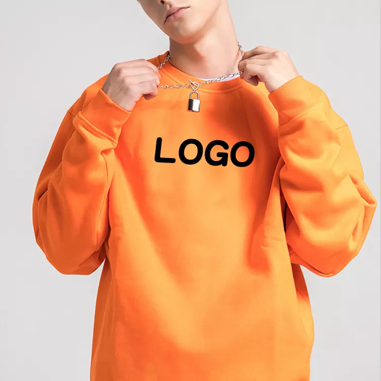 Wholesale Oversized Custom Embroidered LOGO Knitted Colorful Crew Neck Hoodie Sweatshirt Unisex