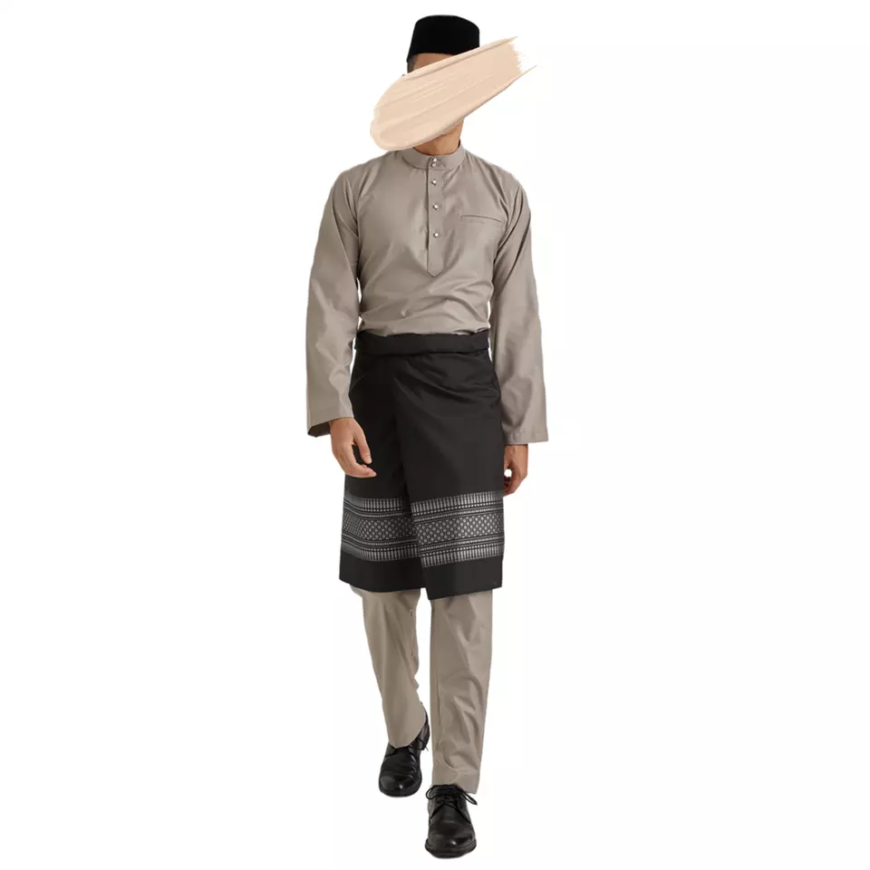 SIPO Coin Gray Patawali Cekak Musang Minaz Baju Melayu Matching Front Pockets For Men Sets Leeyanarahman Baju Melayu