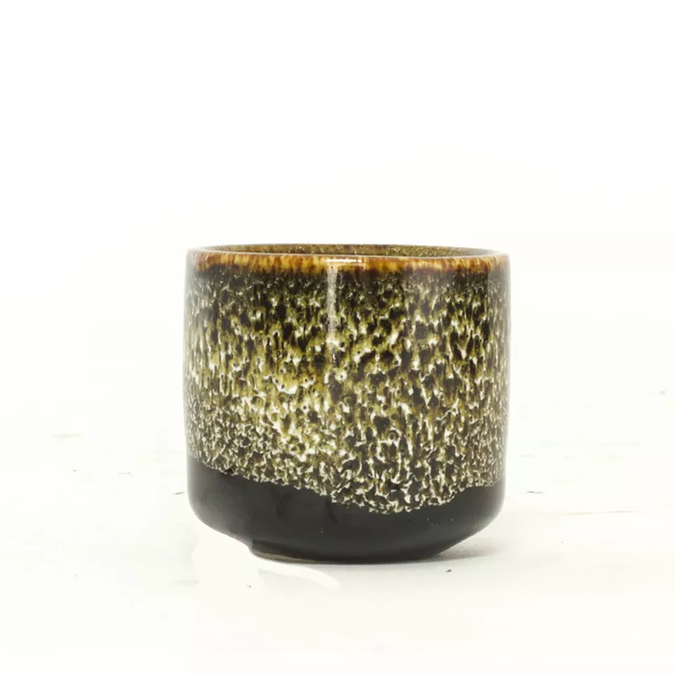 Ceramic Sake Cup Modern Design Yellow Brocade Small Sake Cup 4 cm x 4.5cm