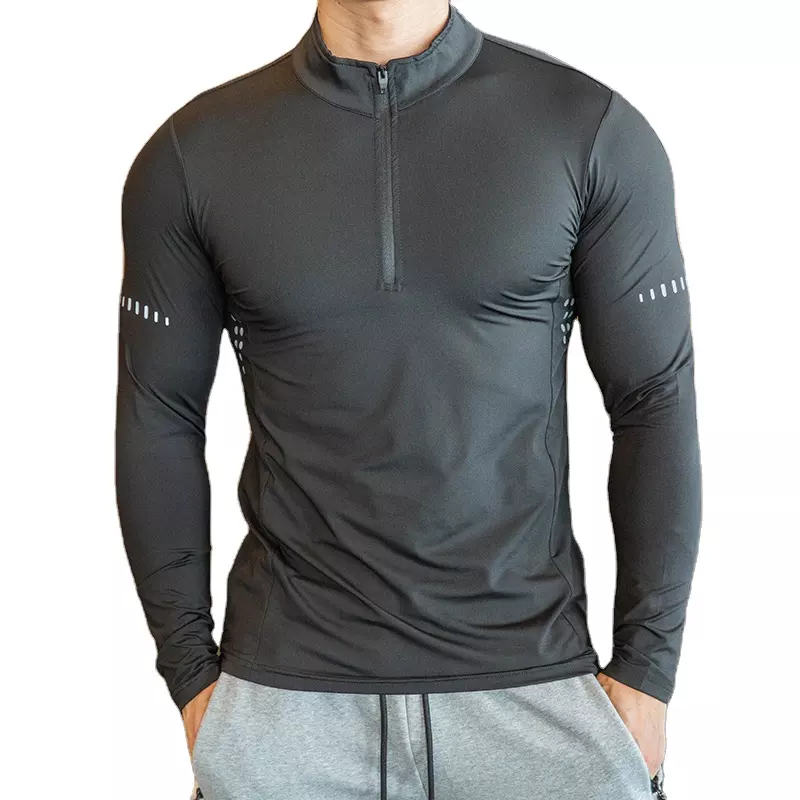 High Quality Long Sleeve Plus Size Spandex / Polyester Quick Dry breathable Customized Color Men Gym Set