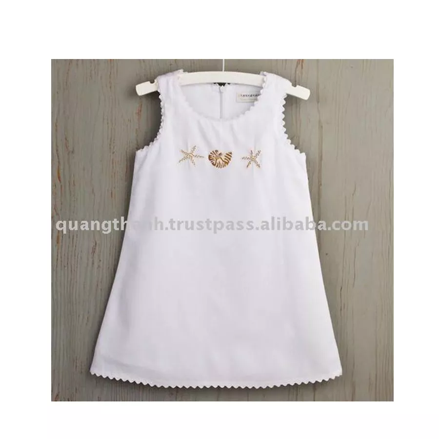 hand embroidrery baby dress 100%cotton Quang Thanh embroidery QTBD2