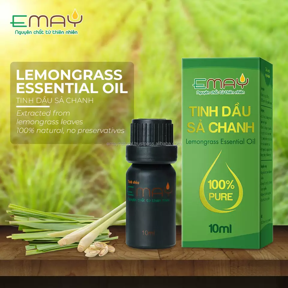 Natural Emay Essential Oil Extracted From Lemongrass Set 10 50 100 ml Bottled Aromatherapy Diffuser Oil Accept OEM Order