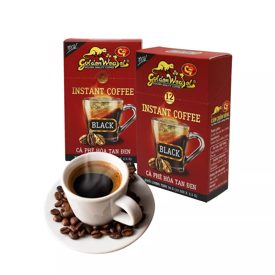 OEM, ODM, Private label Golden Weasel C7, Instant Black Coffee (12 sticks/box), Sugar-free, Wholesale , HUCAFOOD Coffee