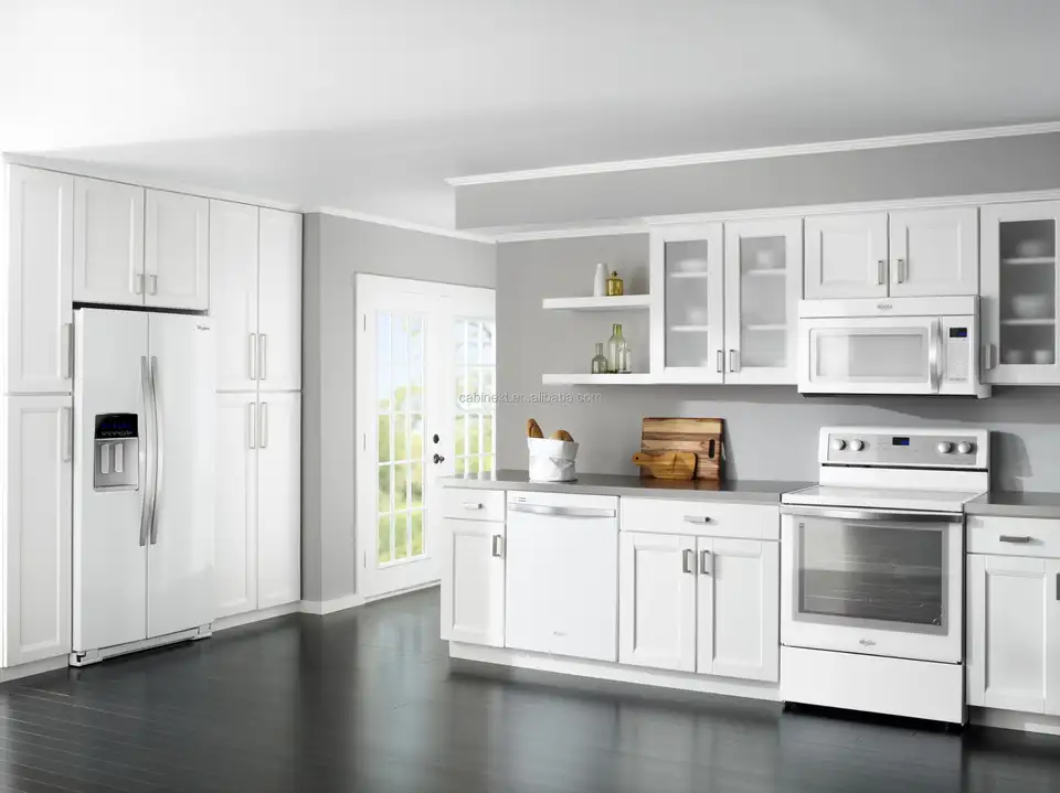 American Project All Wood Kitchen Cabinets White Shaker Style Factory Directly