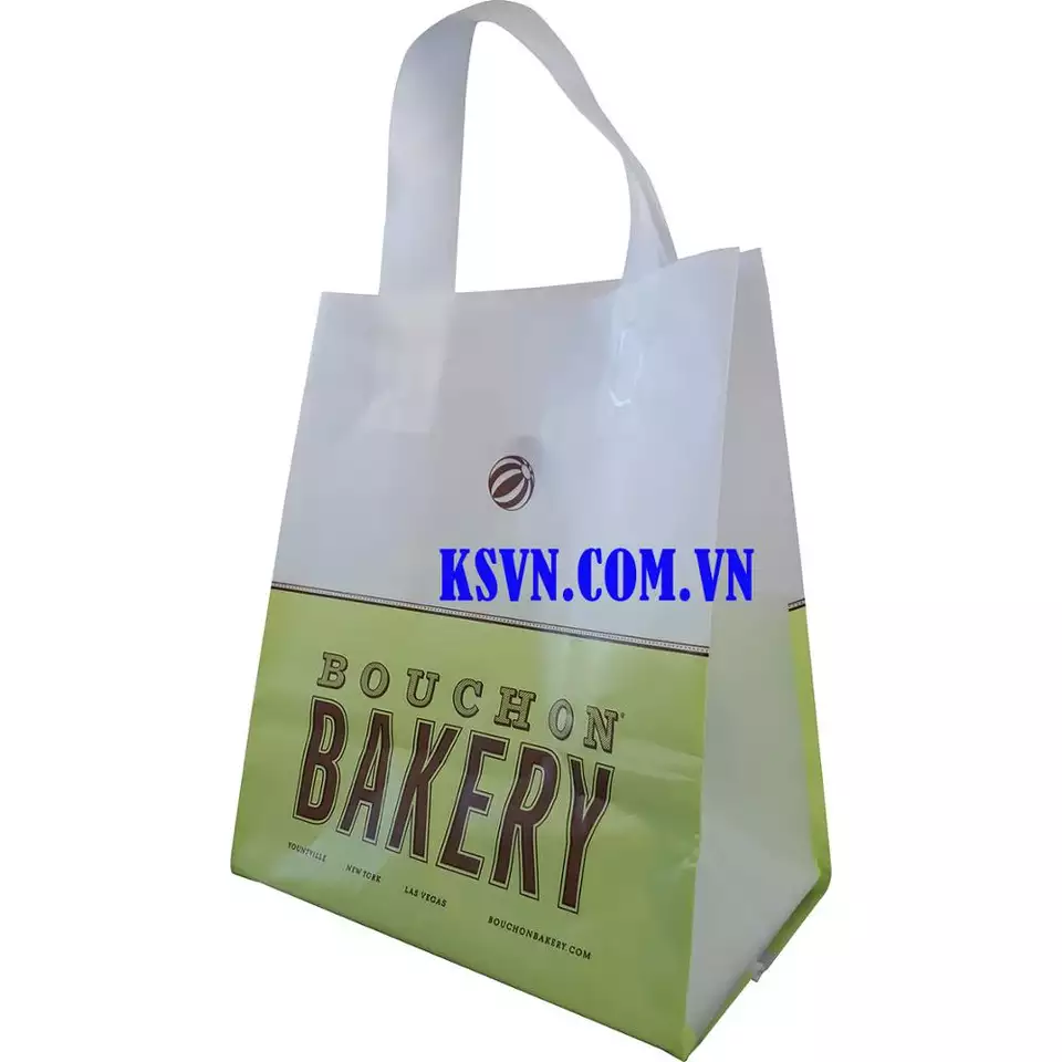 PO Custom Printed Soft Loop Handle Plastic Bag with Insert Cardboard Bottom