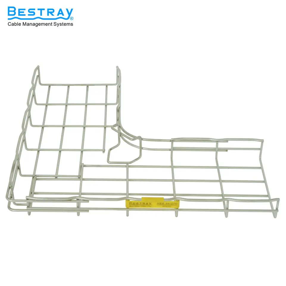 High quality Stainless steel Wire mesh cable tray Horizontal Elbow 90 BESTRAY for Factory