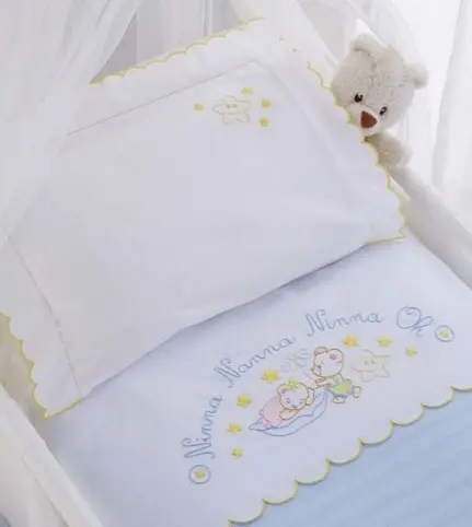 Animals Applique Embroidery crib bed sheet set for baby
