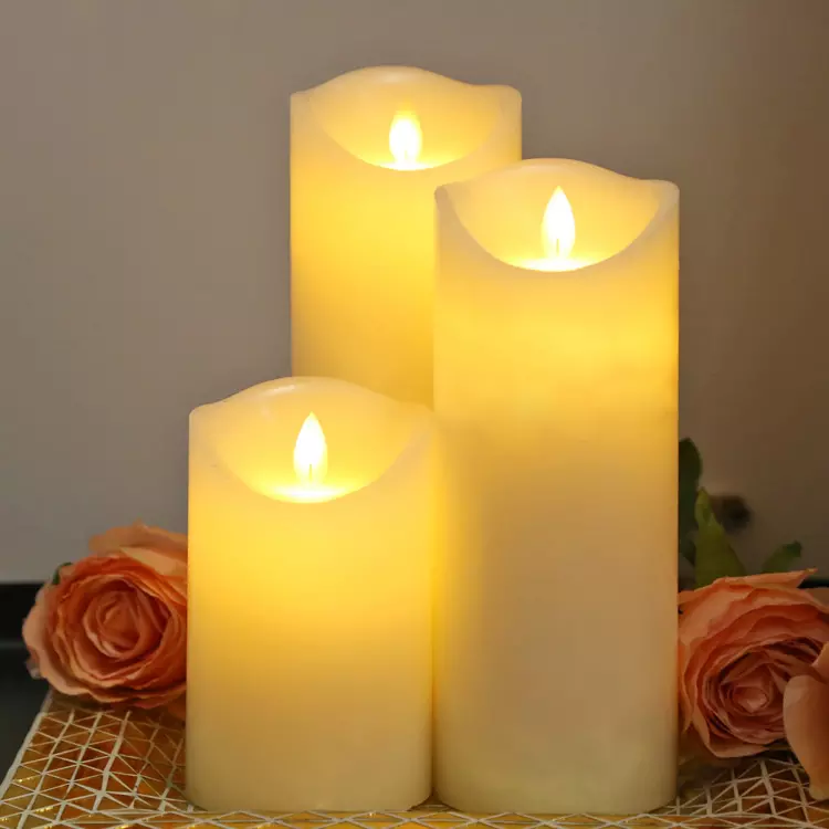 Romantic Wedding paraffin wax flameless LED pillar candle