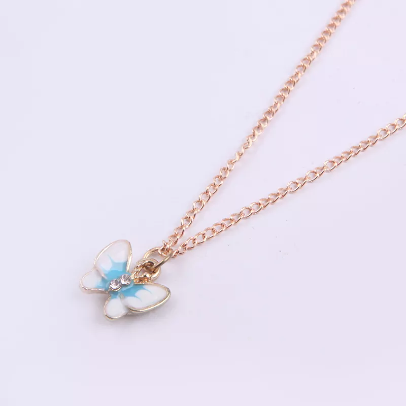 JOJO Wholesale Custom Metal Gold Plated Enamel Rhinestones Butterfly Alloy Ladies Necklace from Vietnam