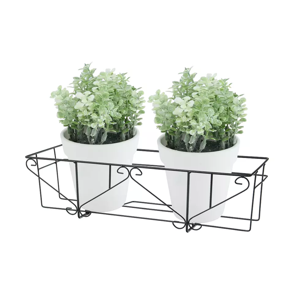 Hanging Plant Iron Racks Balcony Rectangle Flower Pot Rack Railing Fence Outdoor Black Flower Pot Hangers