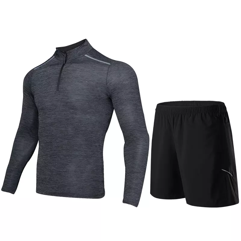 Quick Dry breathable Customized Color Spandex / Polyester Solid Pattern Shirts & Tops Men Gym Fitness