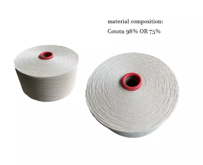 OE recycle yarn Ne 7/1s 98% Cotton Melange blended white grey yarn unwaxed for weaving