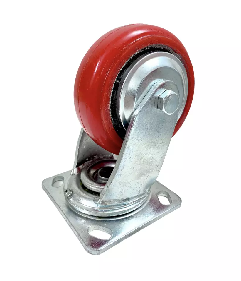 Wholesale Heavy Duty 5inch 300kg Cast Iron PU Caster Wheel Swivel And Swivel With Brake Red Color Super Durable