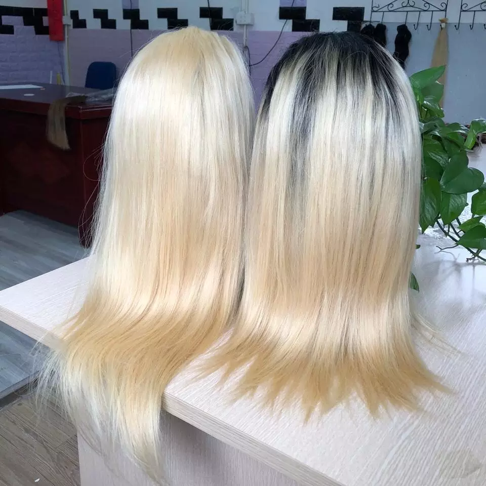 Vietnamese Virgin Straight Frontal Wig Machine Blonde Wig Swiss Lace For Black Women - BELADY HAIR