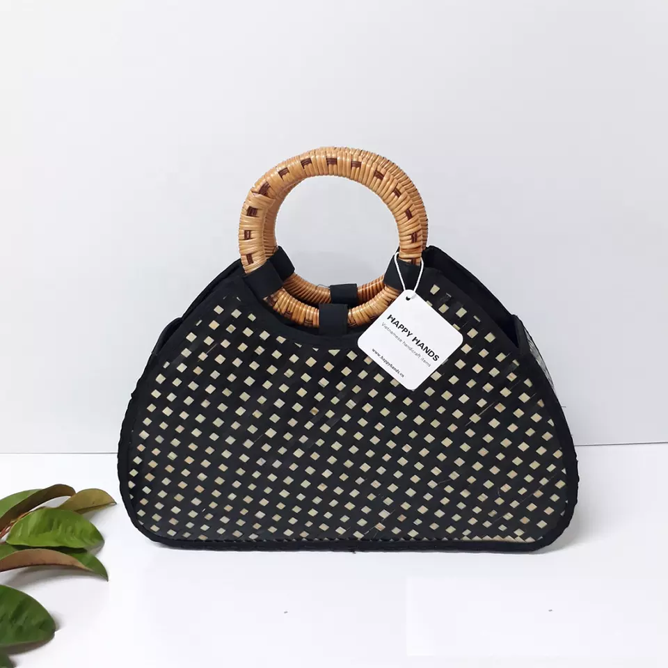 Bamboo Rattan Straw Basket Beach Bag for Women ( Model number: HH-PL0014) Made in VietNam