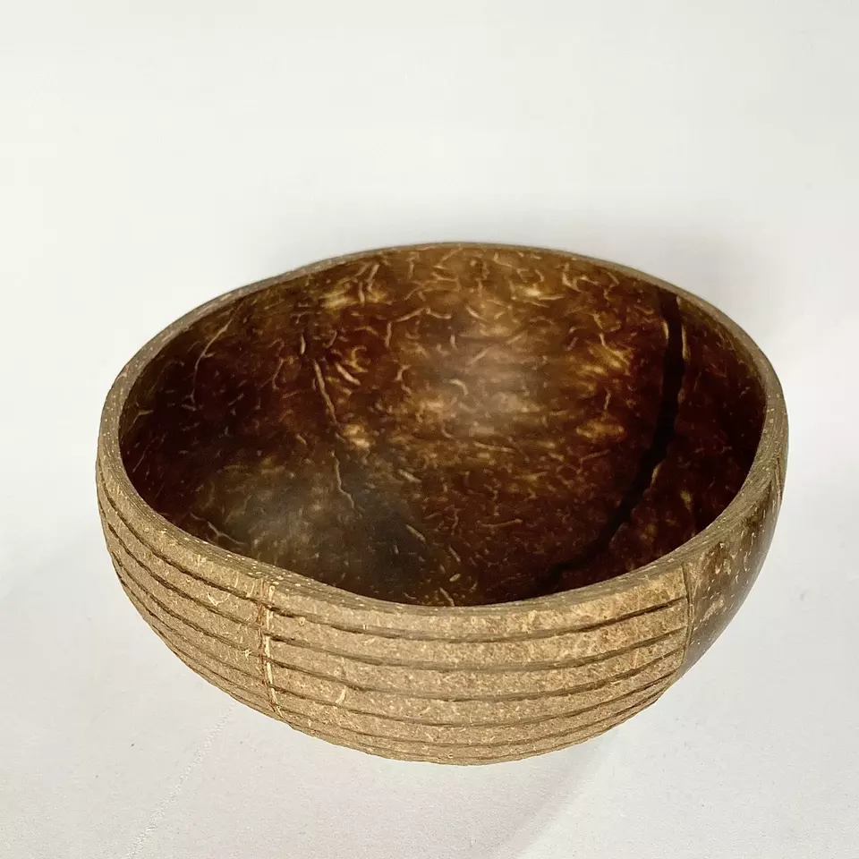 Handmade Boho Coconut Bowls with Stripe Pattern for Candy Fruit Bowl Halloween Coconut Shell,wood Custom Packing Acceptable >10