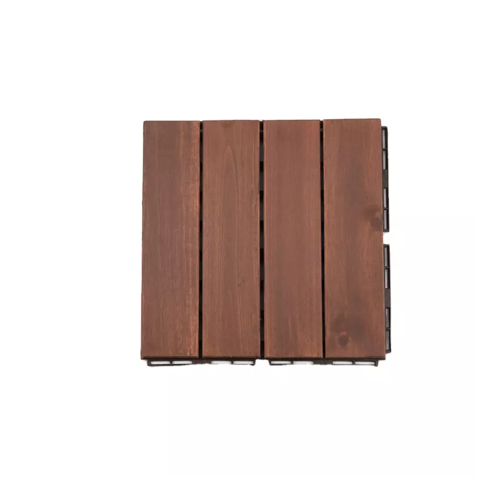 4-SLAT ACACIA WOODEN DECK TILE 300X300X19MM Hot Sale Graphic Design Customize Logo Package Decorate Outdoor