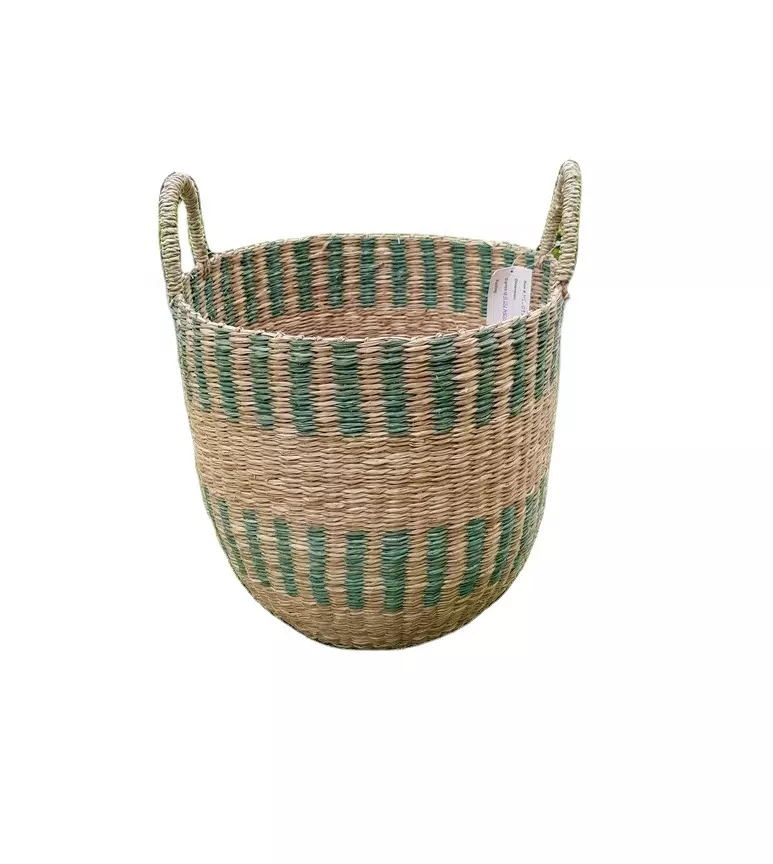 Home storage & organization Impressive eco-friendly seagrass basket with handles high quality made in Vietnam