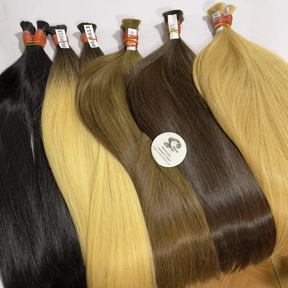 Blonde Color Bulk Hair Extensions Wholesale Price Vietnamese Raw Human Hair 100% Russian Remy Hair