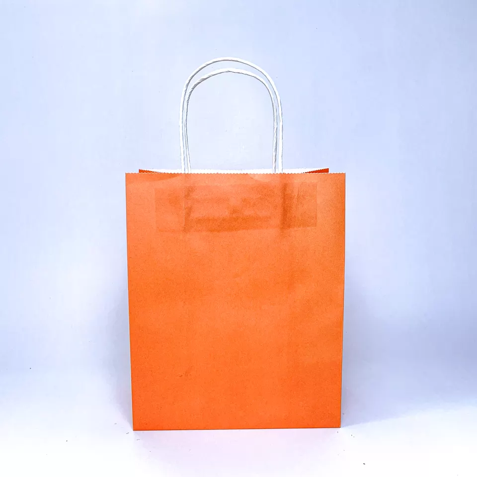 Orange Paper Bag with Own Logo Printing Kraft Paper Bag Food Packaging Recycled Paper Bag Made In Viet Nam