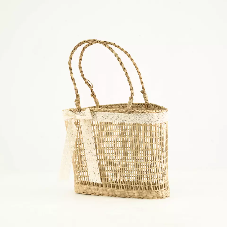 OEM Wholesale Seagrass Bucket Bag with High Quality Handle Shopping Bag 100% Woven for wholesale