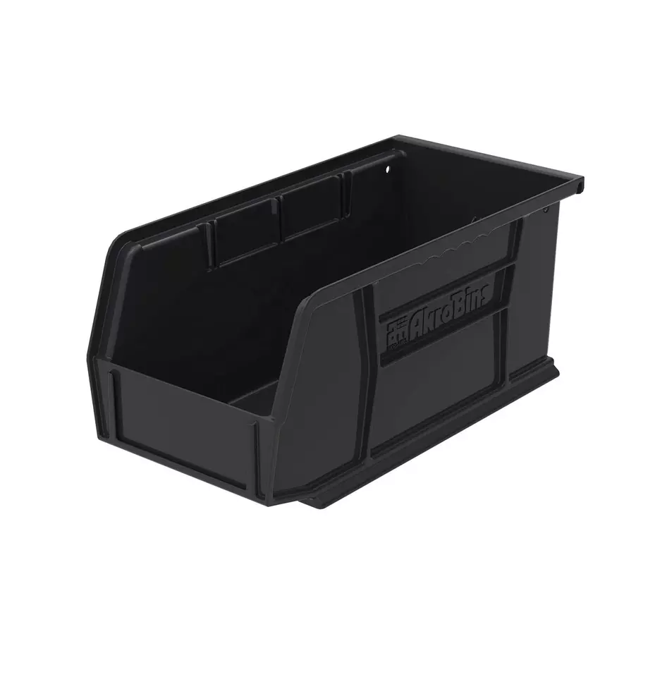 BINHTHUAN Plastic Storage Bin Hanging Stacking Containers (11-Inch x 5-Inch x 5-Inch) Black (12-Pack)