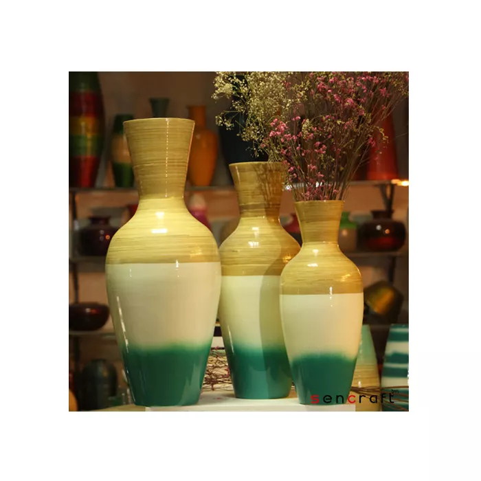 Wholesales Handicraft Spun Bamboo Floor Vases Home Decorative Handmade Flower Vase Decoration